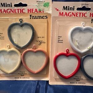 Vintage Mini Magnetic Heart Frames Set - Black, Cream, Red, White